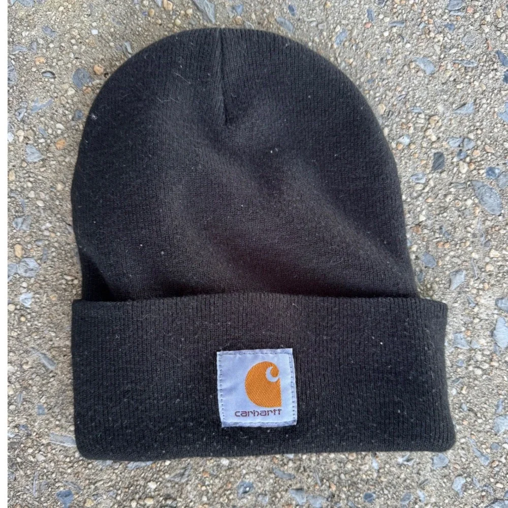 Carhartt Mens Acrylic‎ Watch Hat Beanie Black Knit Cuff Logo A18 BLK One Size